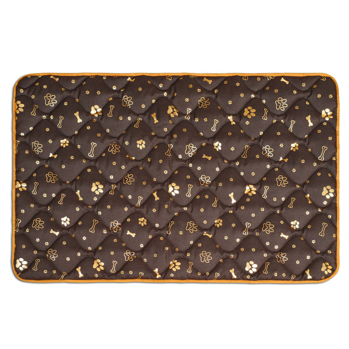 Prestige Hundebett Hundematte Haltbare wasserdichte Hundematratze mit einem Muster aus goldenen Knochen in Braun (120x80cm)