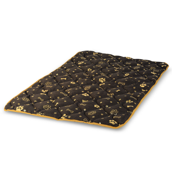 Prestige Hundebett Hundematte Haltbare wasserdichte Hundematratze mit einem Muster aus goldenen Knochen in Braun (120x80cm)