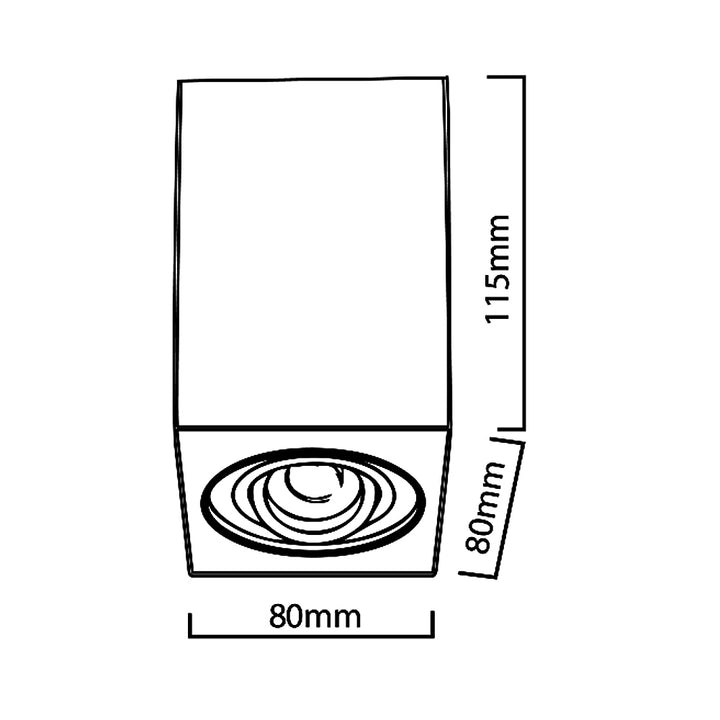 3x Maclean Röhre / Anbauleuchte, Spot, quadratisch, Aluminium, GU10, 80x80x115mm, schwarz, MCE426 B + 3x LED Leuchtmittel 5W