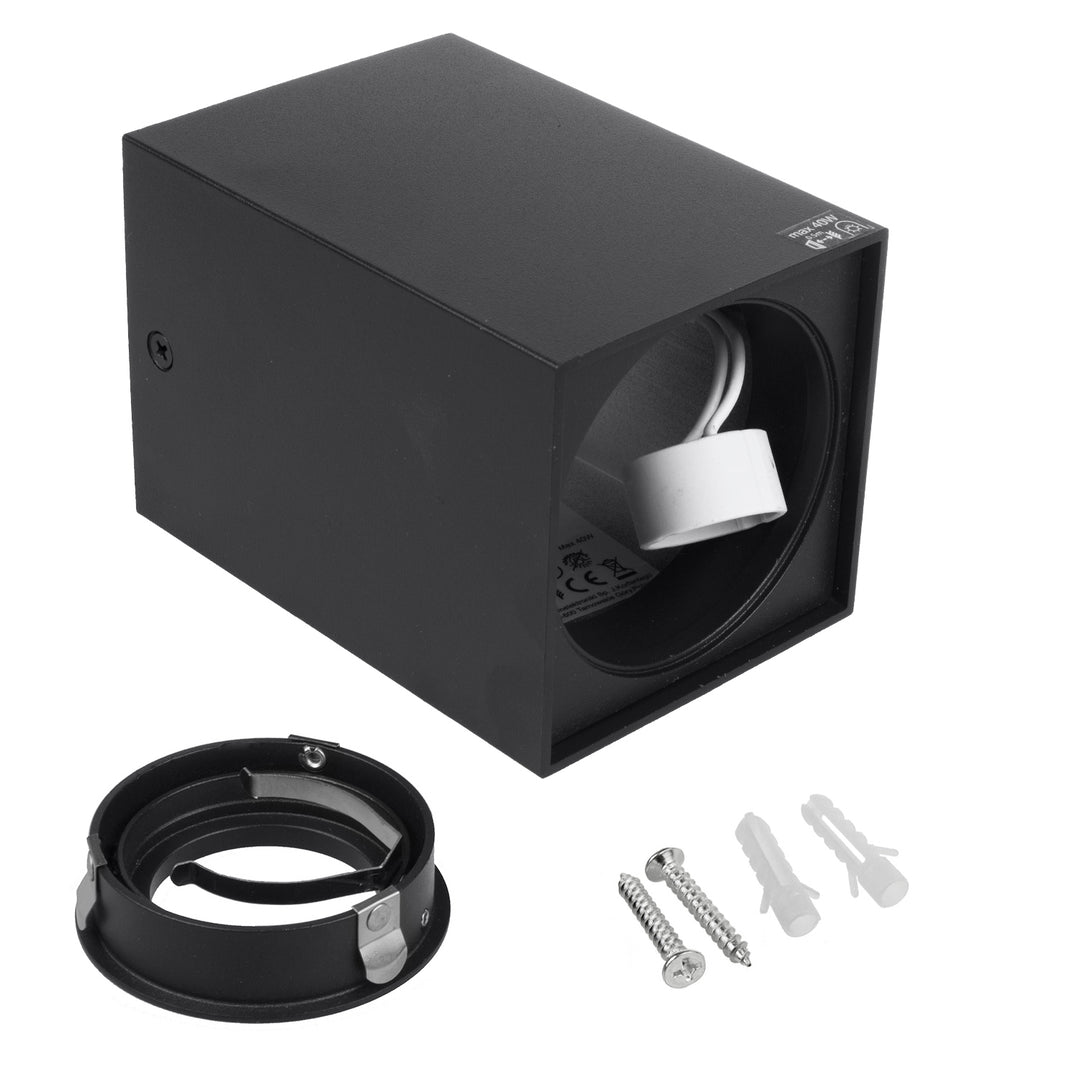3x Maclean Röhre / Anbauleuchte, Spot, quadratisch, Aluminium, GU10, 80x80x115mm, schwarz, MCE426 B + 3x LED Leuchtmittel 5W