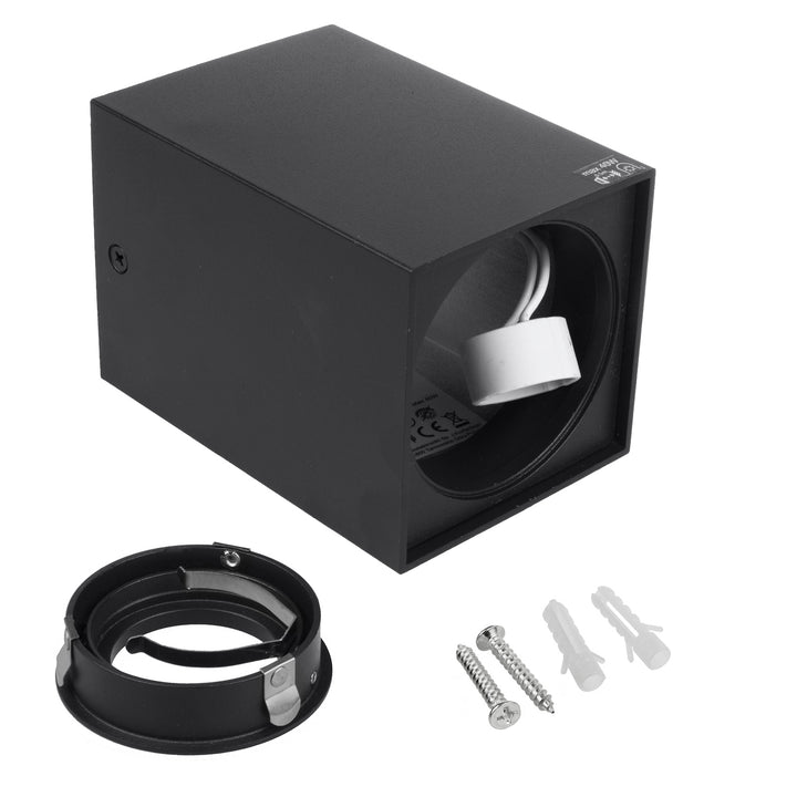 3x Maclean Röhre / Anbauleuchte, Spot, quadratisch, Aluminium, GU10, 80x80x115mm, schwarz, MCE426 B + 3x LED Leuchtmittel 5W