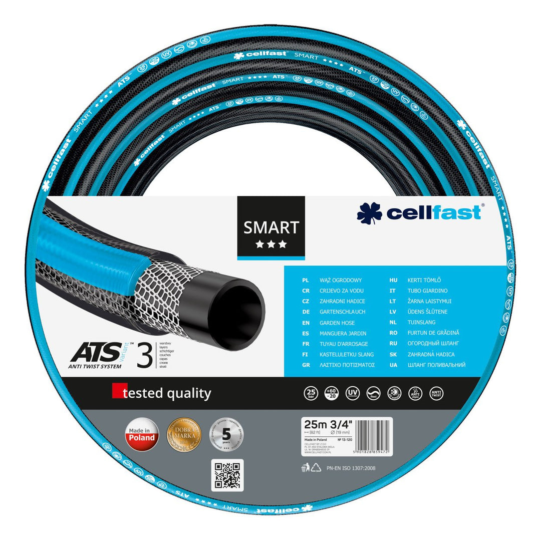 Cellfast Garten-Set, Smart ATS 3/4'' 25m Schlauch, Aluplus 1/2'' 60m Wagen