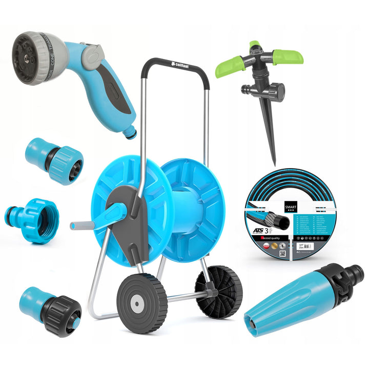 Cellfast Garten-Set, Smart ATS 3/4'' 25m Schlauch, Aluplus 1/2'' 60m Wagen