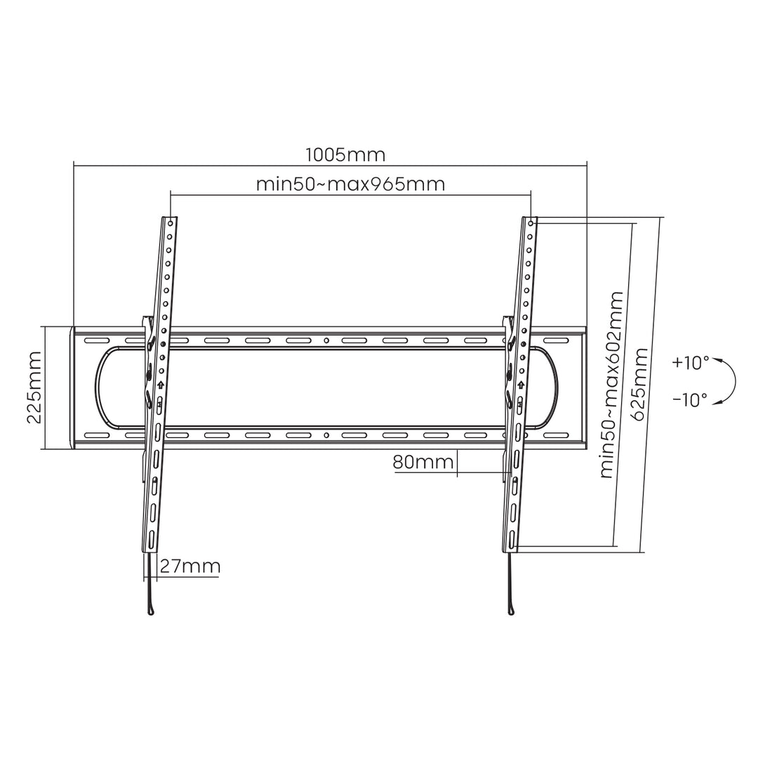 Maclean-Halterung für TV max. VESA 900x600, 60-120", 120kg, schwarz, MC-750N