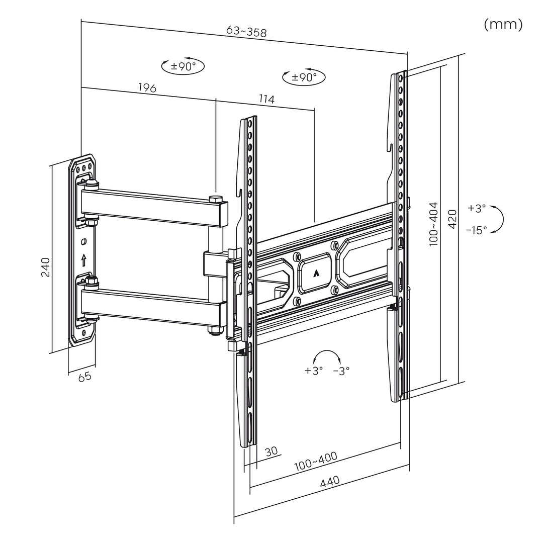 Maclean MC-647N Fernseher Wandhalterung 33-70" Universal TV Halterung bis 35kg