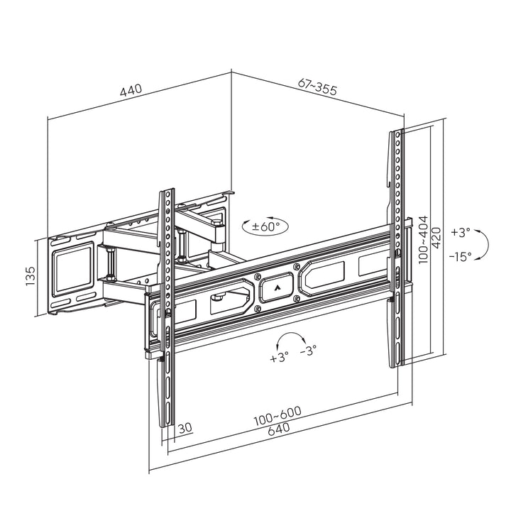 Maclean TV-Halterung, max vesa 600x400, für gebogene TVs, 37-80", 40kg, MC-710N