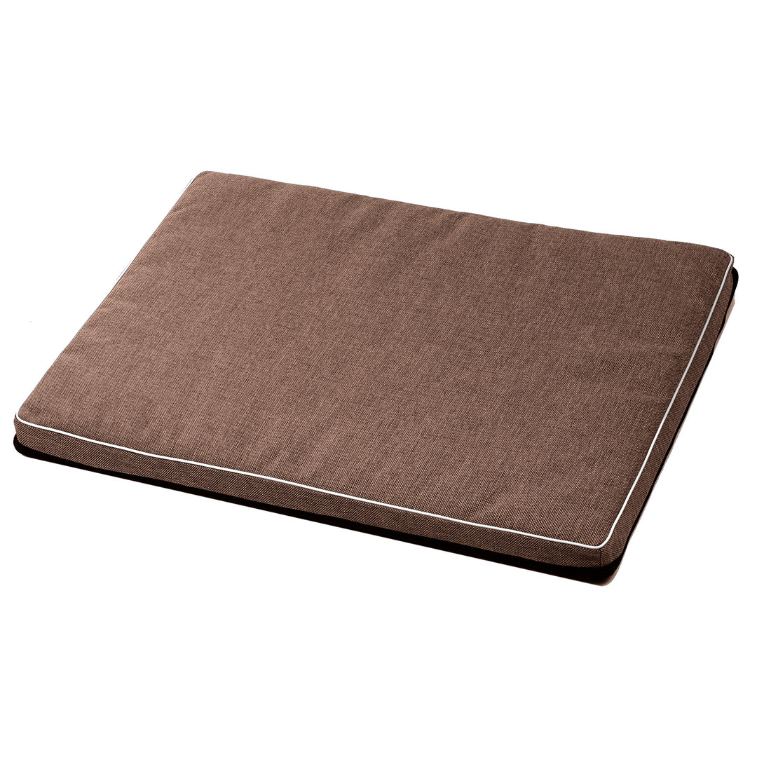 Leon Standard Hundekatzen-Matratzenbett 80x60x5cm in braun mit weißer Zierleiste