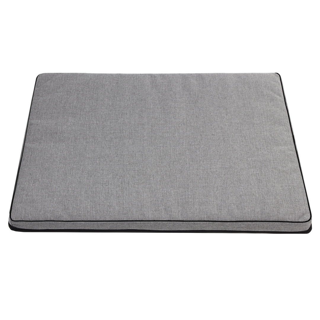 Leon Standard Hundekatzen-Matratzenbett 80x60x5cm in hellgrau mit schwarzer Zierleiste