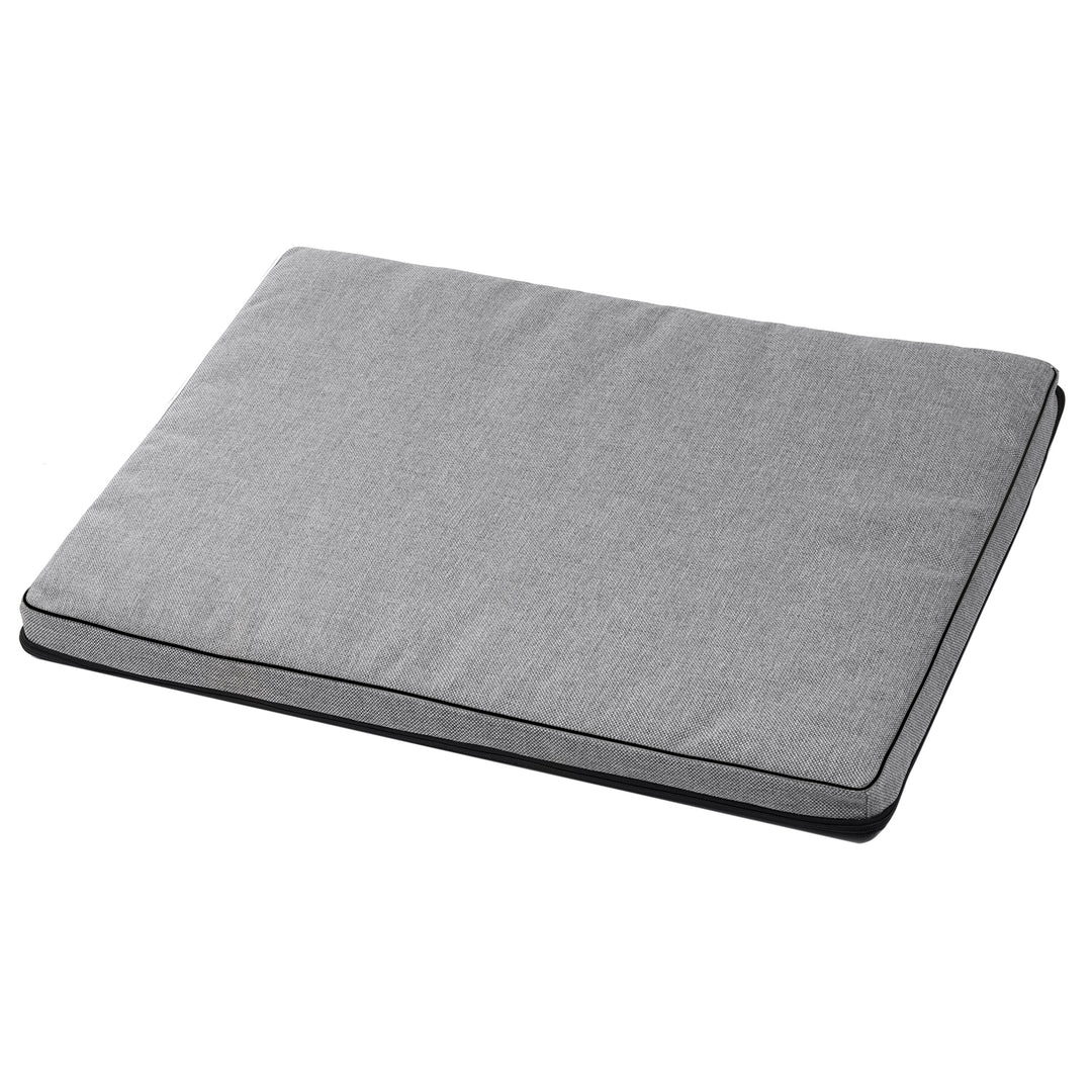 Leon Standard Hundekatzen-Matratzenbett 80x60x5cm in hellgrau mit schwarzer Zierleiste