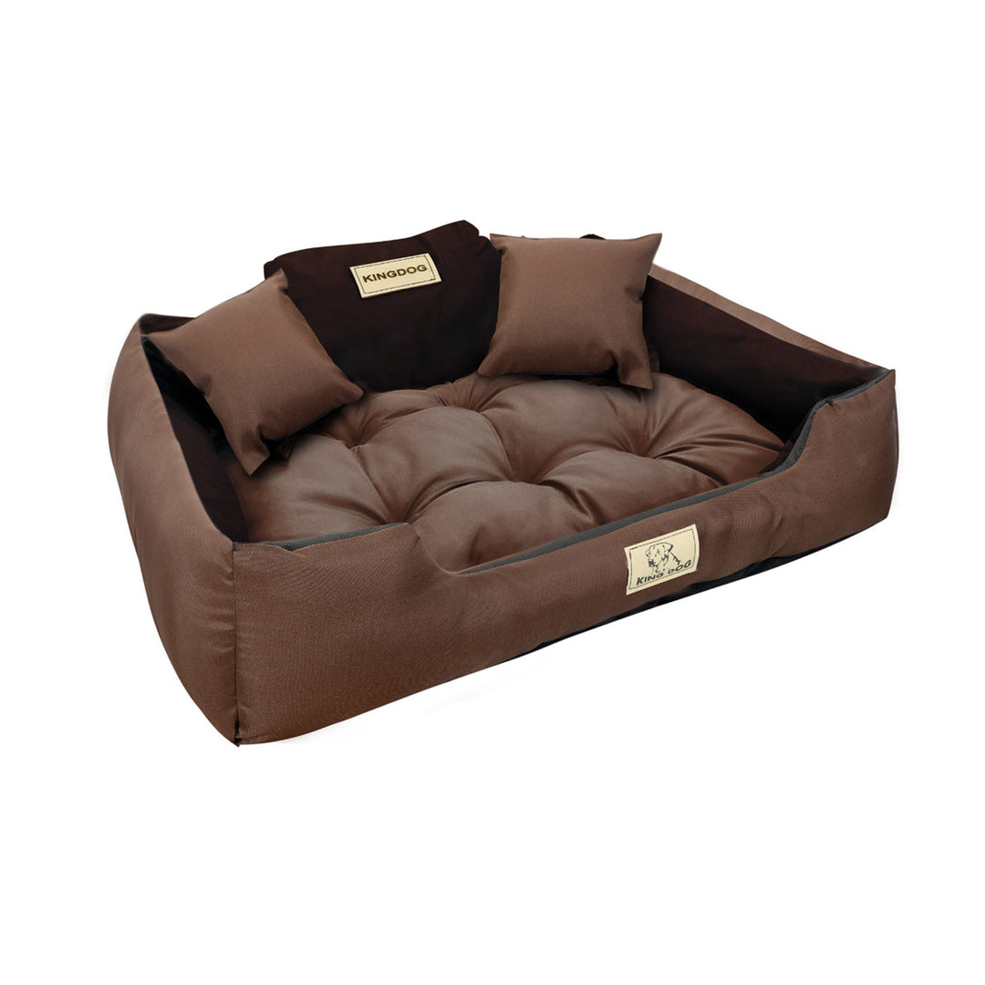 KingDog Hundebett aus Wasserdichtem Codura-PVC Tierbett Haustierbett 100% Polyester Gewicht: 190 g/m2 Waschbar (Außenmaße: 100x75cm/Innenmaße: 80x60cm, Braun)