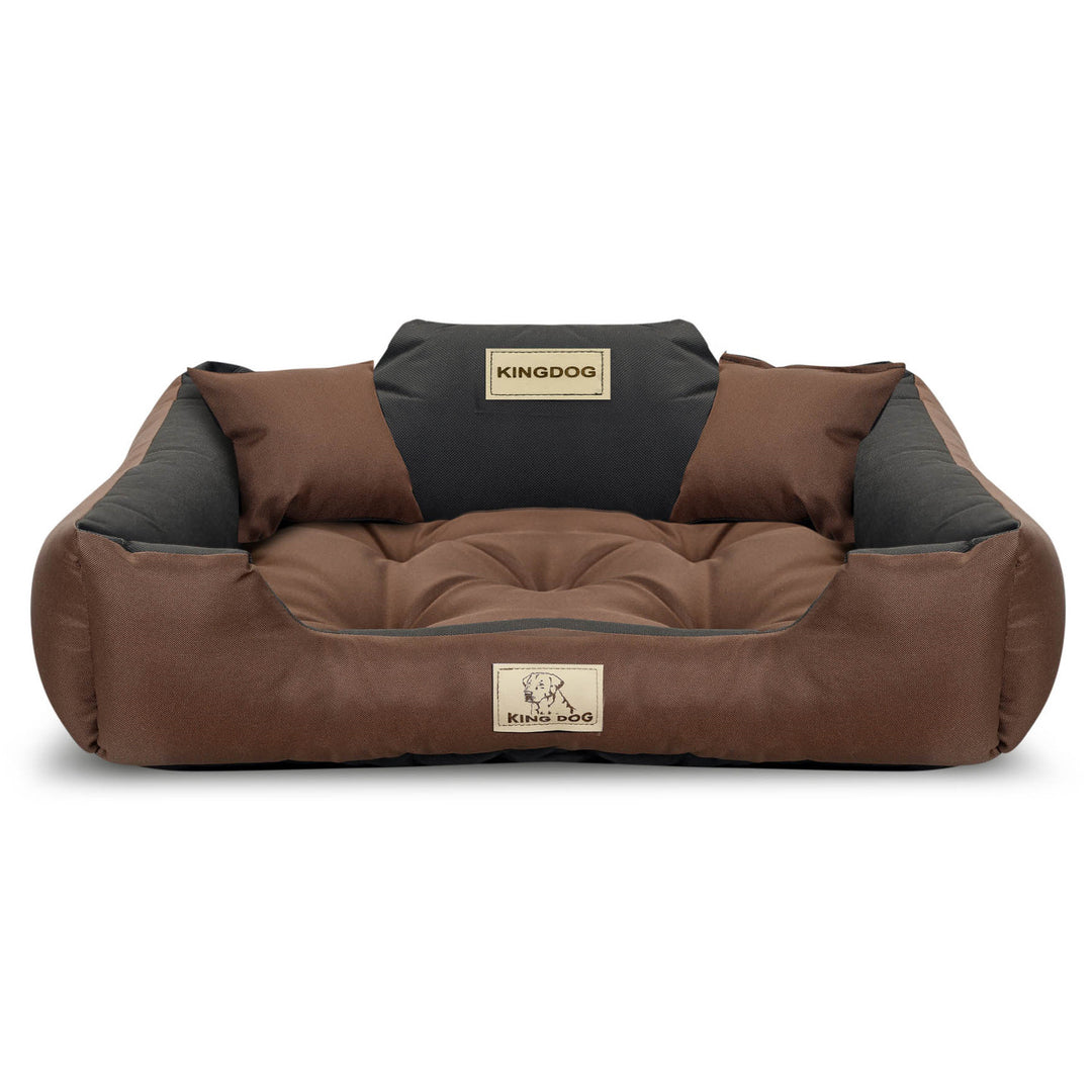 KingDog Hundebett aus Wasserdichtem Codura-PVC Tierbett Haustierbett 100% Polyester Gewicht: 190 g/m2 Waschbar (Außenmaße: 100x75cm/Innenmaße: 80x60cm, Braun)