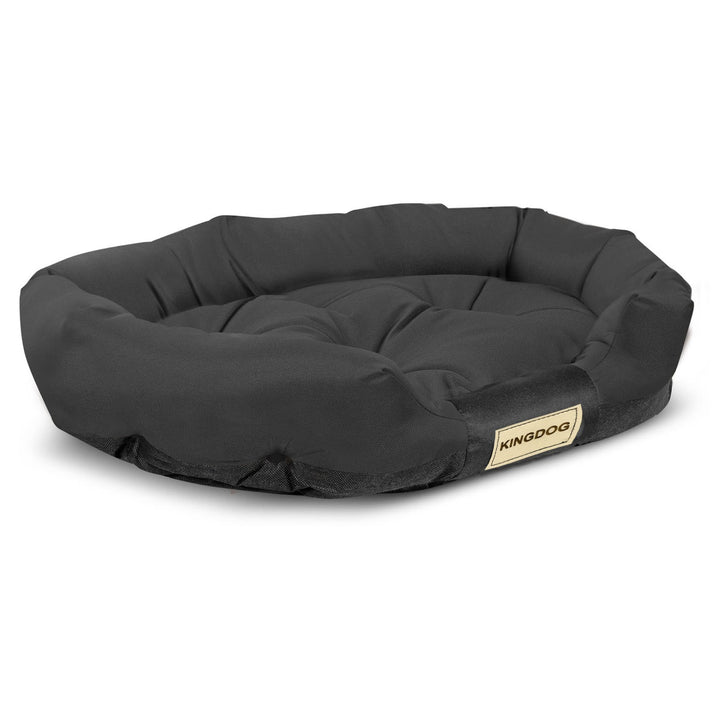 Prestige Hundebett Tierbett Haustierbett Oval Wasserdichtes PVC Codura 100% Polyester Gewicht: 240gr/m2 (130 x 105 cm, Schwarz)