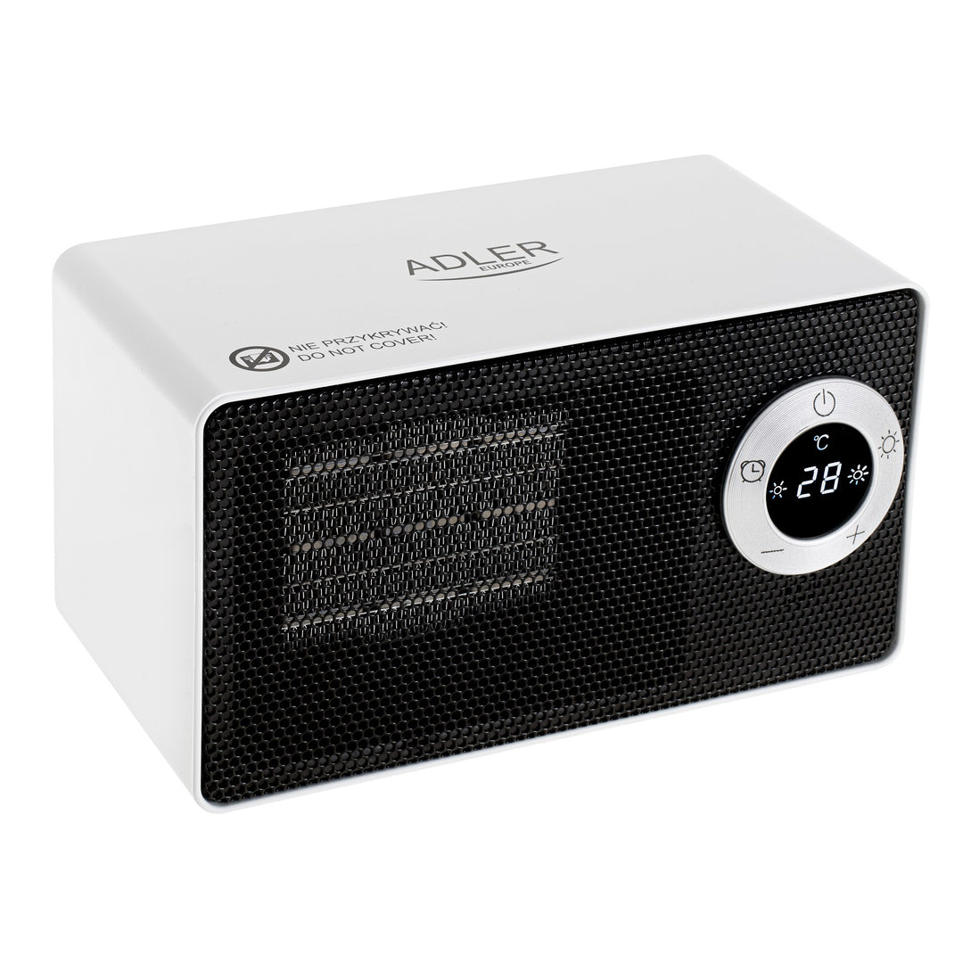 Adler Europe AD 7746 Heizlüfter aus Keramik mit LCD-Display, Timer 1-8 Stunden, Temperaturregulierung 10-49°C, Zwei Heizstufen: 700W, 1000W, Automatische