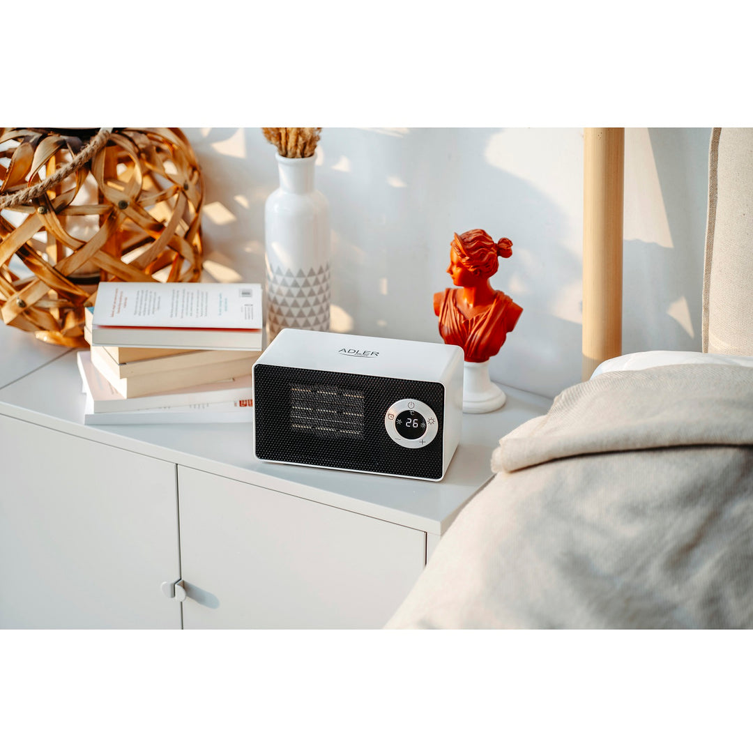 Adler Europe AD 7746 Heizlüfter aus Keramik mit LCD-Display, Timer 1-8 Stunden, Temperaturregulierung 10-49°C, Zwei Heizstufen: 700W, 1000W, Automatische