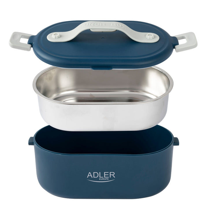 Adler Europe AD 4505 Elektrische Lunchbox Lebensmittelbehälter Fassungsvermögen: 0,8 Liter Erwärmt und Hält Mahlzeiten bis zu 70 °C Warm Nennleistung: 45–55 W 220–240 V ~ 50/60 Hz (Blau)