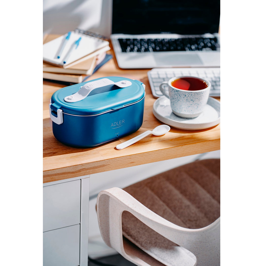 Adler Europe AD 4505 Elektrische Lunchbox Lebensmittelbehälter Fassungsvermögen: 0,8 Liter Erwärmt und Hält Mahlzeiten bis zu 70 °C Warm Nennleistung: 45–55 W 220–240 V ~ 50/60 Hz (Blau)