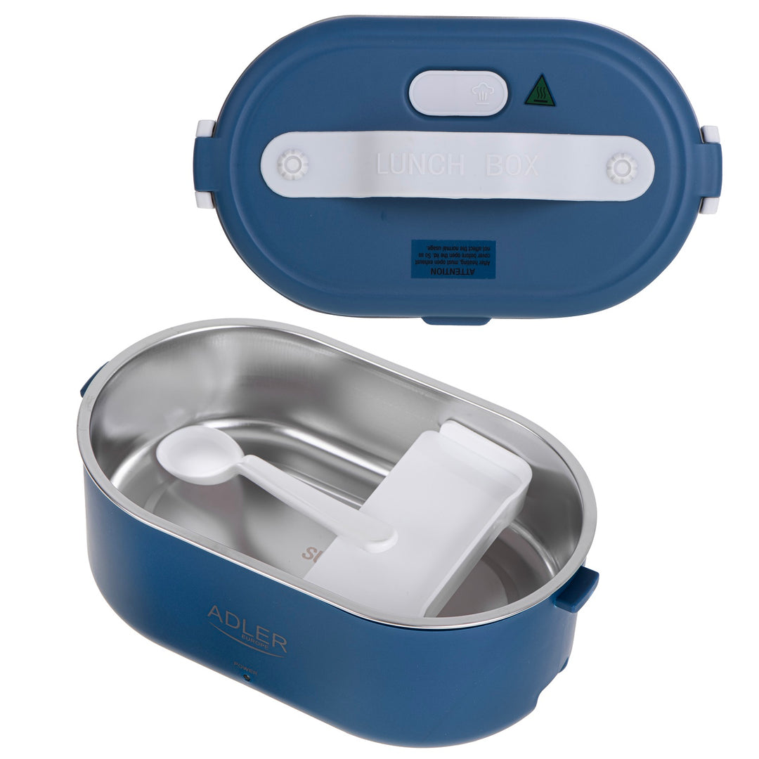 Adler Europe AD 4505 Elektrische Lunchbox Lebensmittelbehälter Fassungsvermögen: 0,8 Liter Erwärmt und Hält Mahlzeiten bis zu 70 °C Warm Nennleistung: 45–55 W 220–240 V ~ 50/60 Hz (Blau)