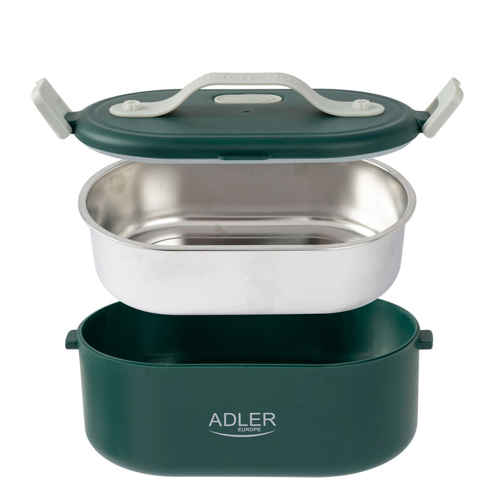 Adler Europe AD 4505 Elektrische Lunchbox Lebensmittelbehälter Fassungsvermögen: 0,8 Liter Erwärmt und Hält Mahlzeiten bis zu 70 °C Warm Nennleistung: 45–55 W 220–240 V ~ 50/60 Hz (Grün)