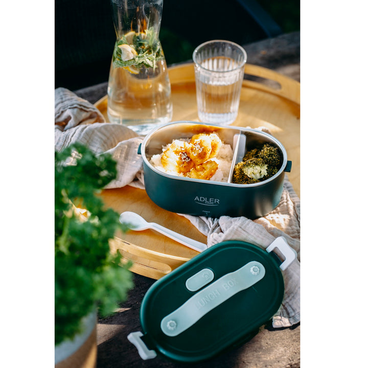 Adler Europe AD 4505 Elektrische Lunchbox Lebensmittelbehälter Fassungsvermögen: 0,8 Liter Erwärmt und Hält Mahlzeiten bis zu 70 °C Warm Nennleistung: 45–55 W 220–240 V ~ 50/60 Hz (Grün)