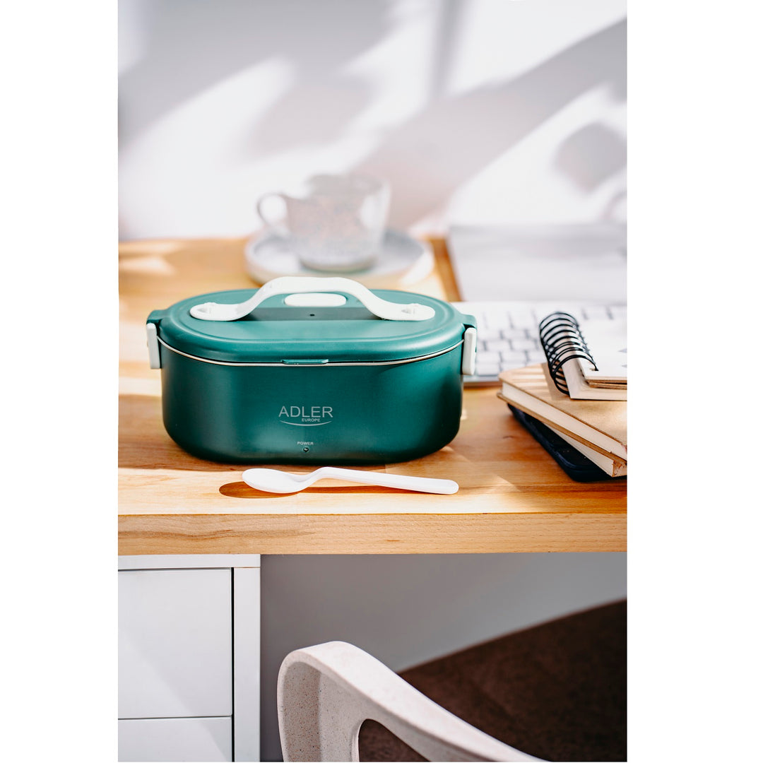 Adler Europe AD 4505 Elektrische Lunchbox Lebensmittelbehälter Fassungsvermögen: 0,8 Liter Erwärmt und Hält Mahlzeiten bis zu 70 °C Warm Nennleistung: 45–55 W 220–240 V ~ 50/60 Hz (Grün)