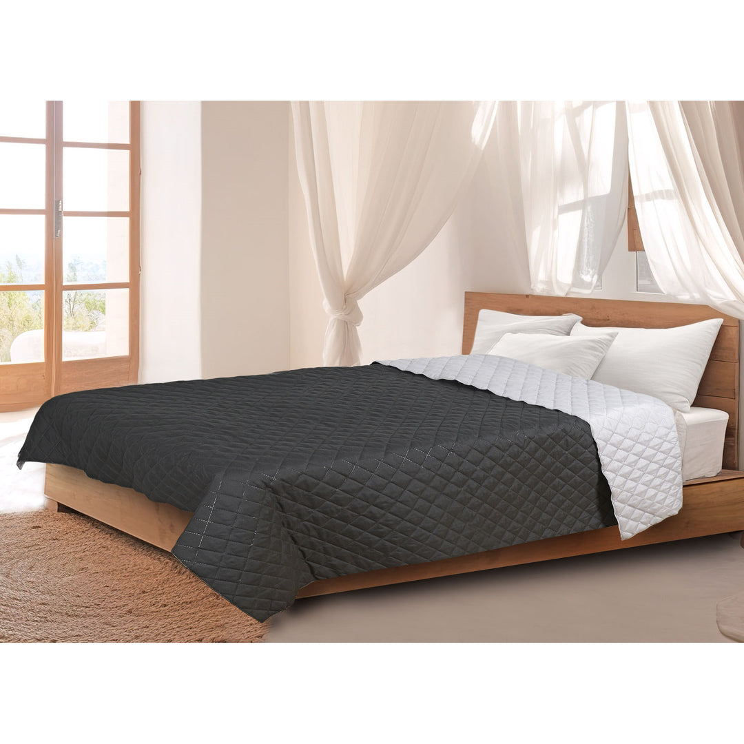 Medicline Bettdecke Doppelseitige Steppdecke für das Bett 100% Mikrofaser-Polyester Antiallergisch Schlafdecke 220 x 240 cm, Grau/schwarz