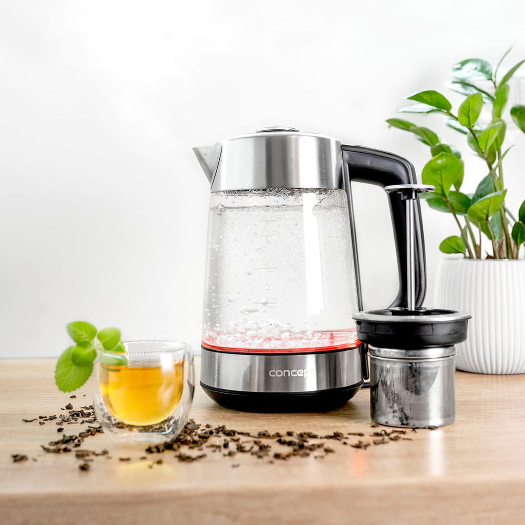 Concept 1.7L Glas-Wasserkocher mit Temperaturregelung und Brühgruppe RK4190