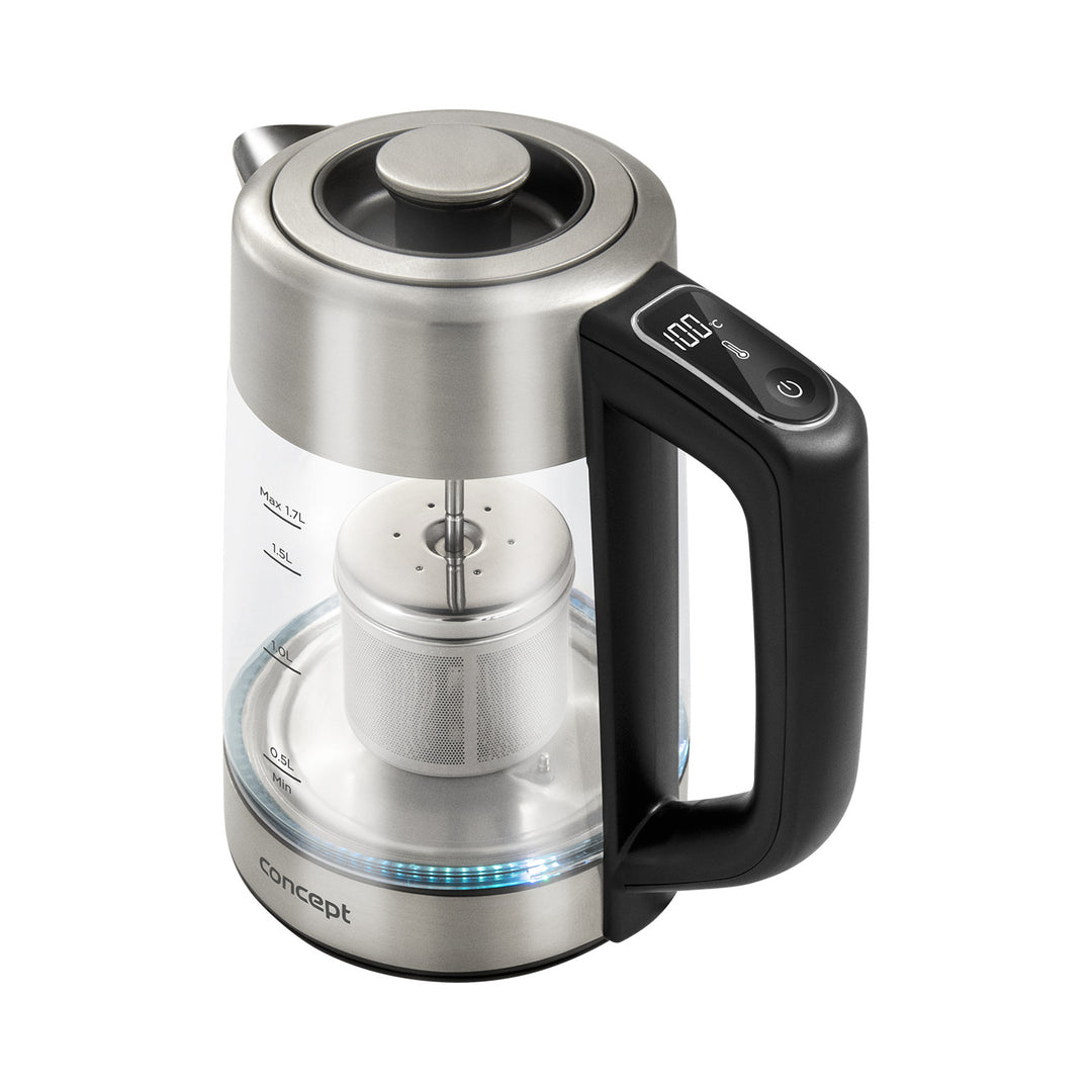 Concept 1.7L Glas-Wasserkocher mit Temperaturregelung und Brühgruppe RK4190