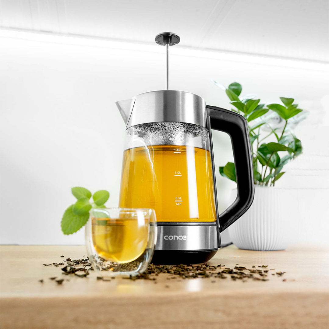 Concept 1.7L Glas-Wasserkocher mit Temperaturregelung und Brühgruppe RK4190