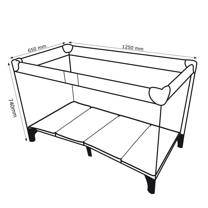 Promedix Reisebett, 125x65x74cm, grau, Rollen, Schutzhülle, PR-803 G + Einweg-Babytöpfchen Tron fish 10 Stück.