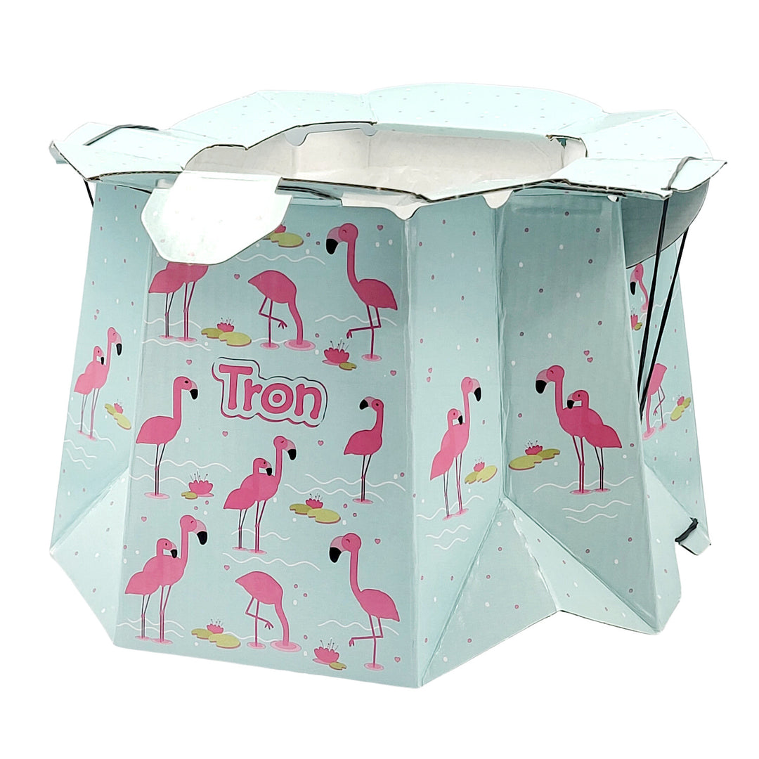 Promedix Reisebett, 125x65x74cm, grau, Rollen, Schutzhülle, PR-803 G + Einweg-Babytöpfchen Tron flamingo 10 Stk.