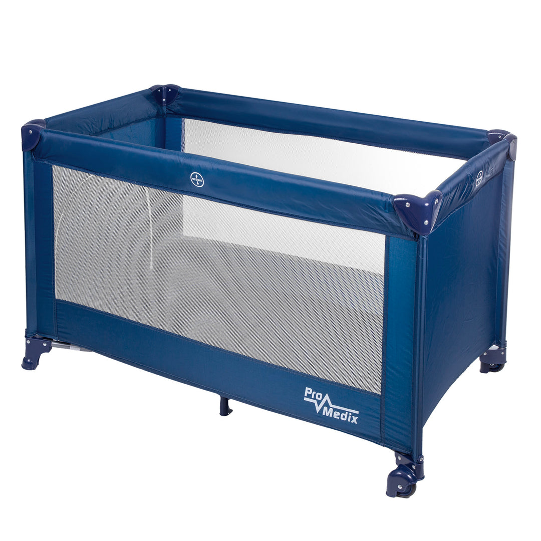 Reisebett Promedix,125x65x74cm, blau, Rollen, Schutzhülle, PR-803B + Corbell 9L Windeleimer