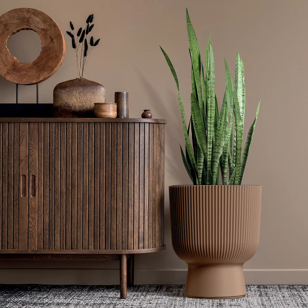 Prosperplast Milly Designer-Blumentopf Modernes Zylinderdesign inkl. Pflanzeinsatz, für Innen- und Außenbereich, Frostbeständig, Hitzebeständig und UV-strahlenbeständig Marsala, ⌀ 239 mm