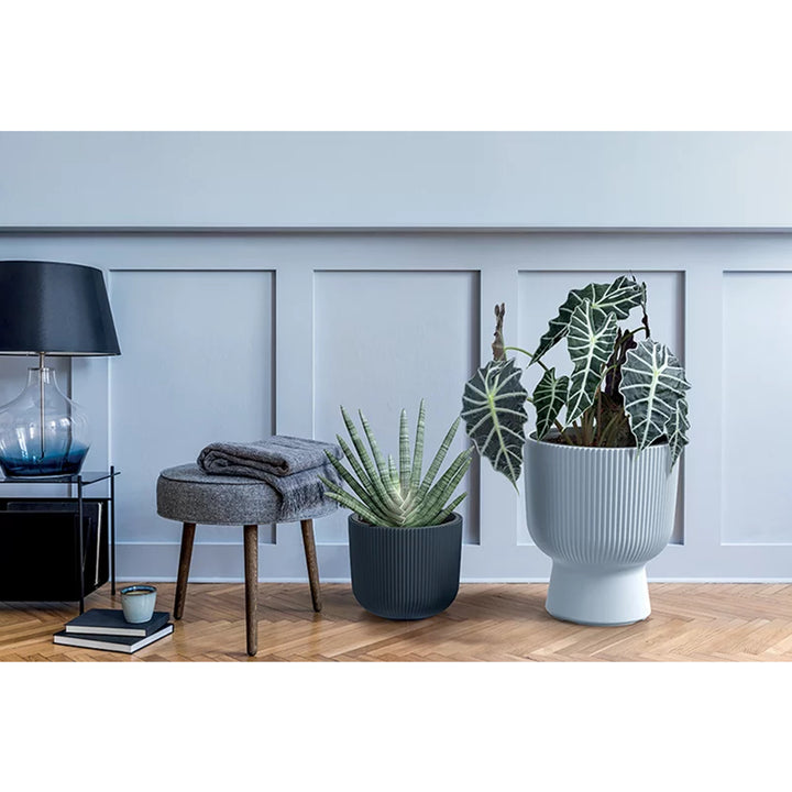 Prosperplast Milly Designer-Blumentopf Modernes Zylinderdesign inkl. Pflanzeinsatz, für Innen- und Außenbereich, Frostbeständig, Hitzebeständig und UV-strahlenbeständig Anthrazit, ⌀ 390 mm