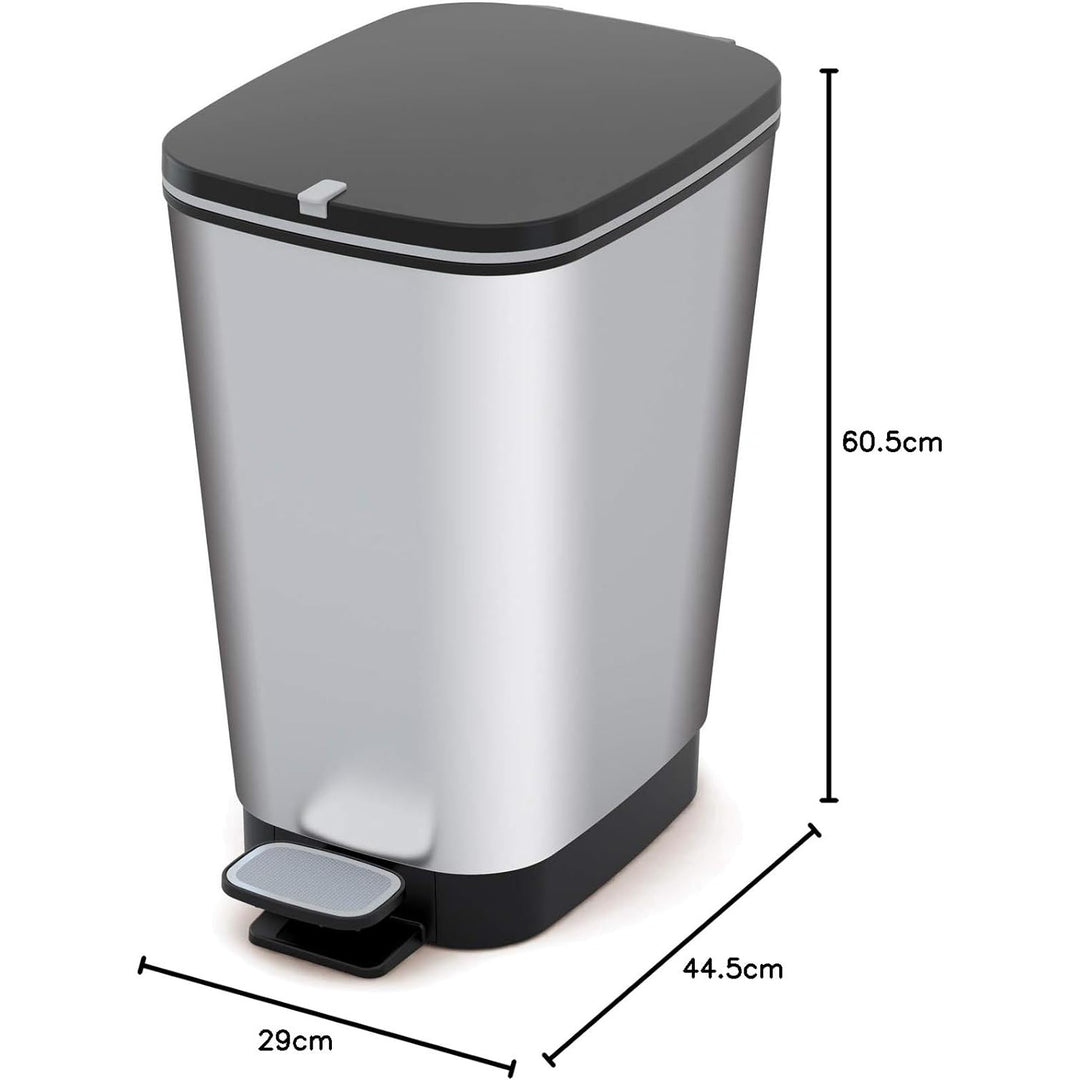 Kis-Abfalleimer, mit Pedal, Gummidichtung, metallisiert, 50 Liter, Chic
