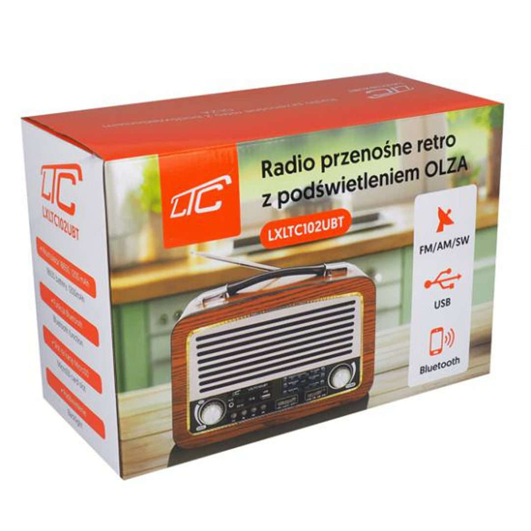 LTC Kofferradio, Teleskopantenne, Bluetooth, FM/AM/SW, Olza Retro